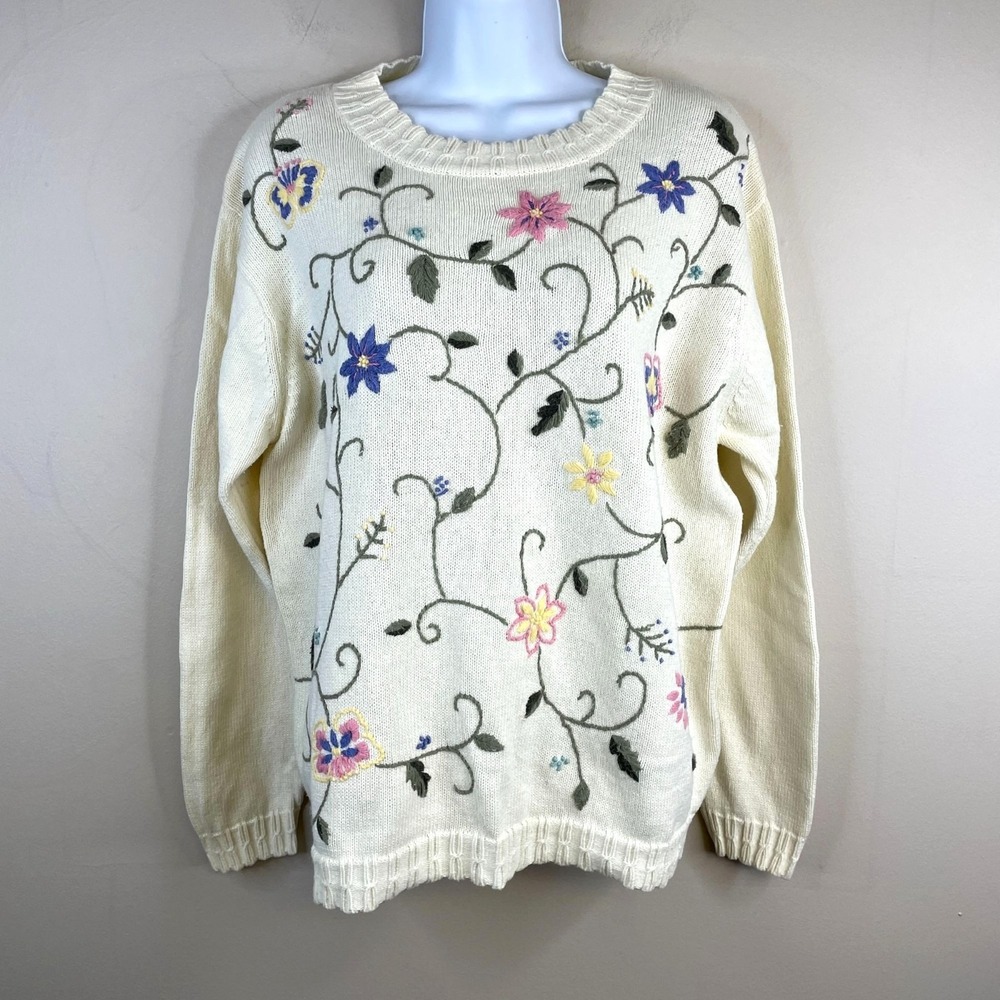 Vintage Northern Reflections Cottage Floral Sweater Womens Medium Garden Granny